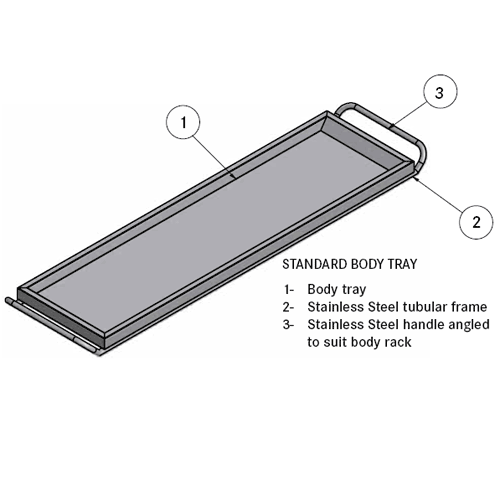 standard stainless steel body tray