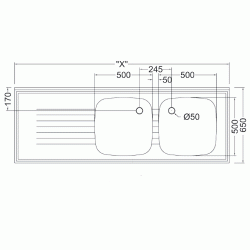 S2 double bowl catering sink diagram top stainless steel industrial