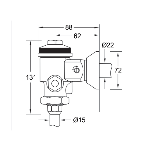 Walcro 103LUR urinal flush valve diagram