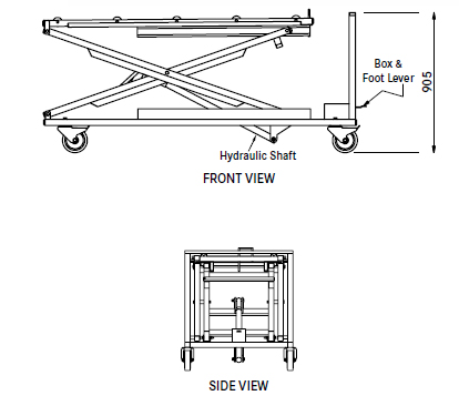 ET post mortem elevation trolley 359848 diagram