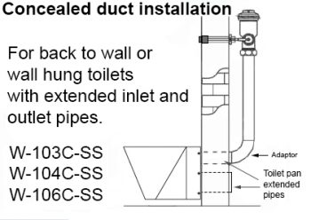 Concealed flush valve installation on stainless steel toilet
