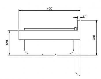 DSG drip sink side view dimensions