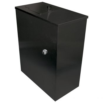 black steel sanitary bin