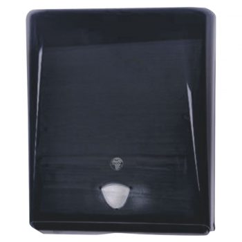 black folded paper towel dispenser