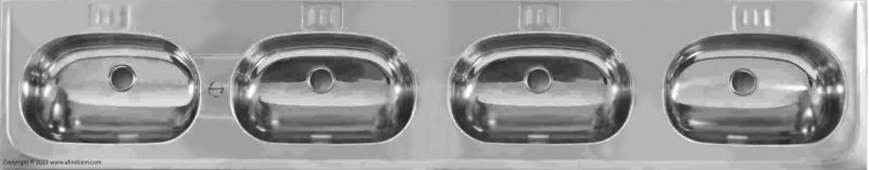 Once piece four bowl commercial hand wash basin set Four bowl hand wash basin stainless steel
